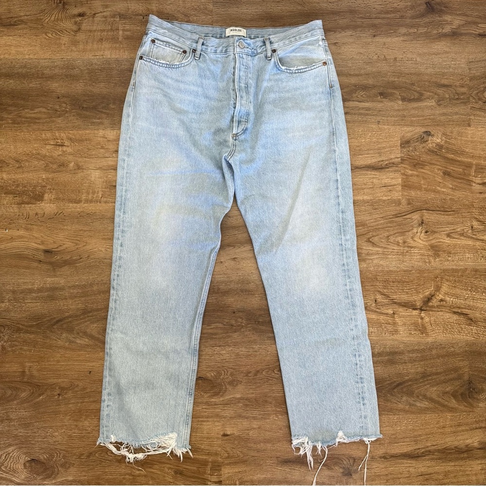 Agolde Premium 90's Pinch Waist High Rise Straight Leg Jeans Light Wash Size 33 - Picture 3 of 9